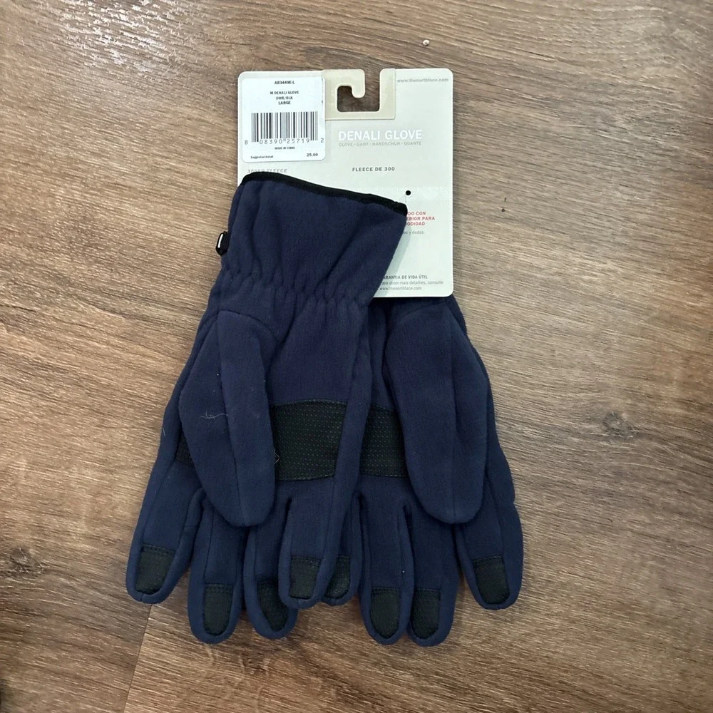 The North Face tNF Denali Gloves Mens Large Black Navy Blue 19836 NEW